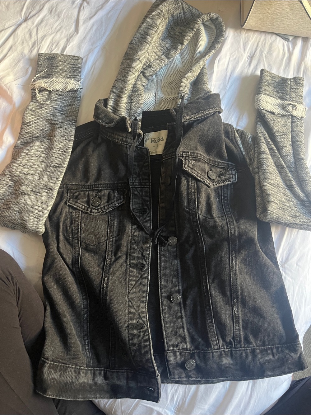 Juniors black and grey Jean jacket